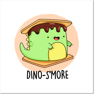 Dino-smore Cute Dinosaur Smore Pun Posters and Art